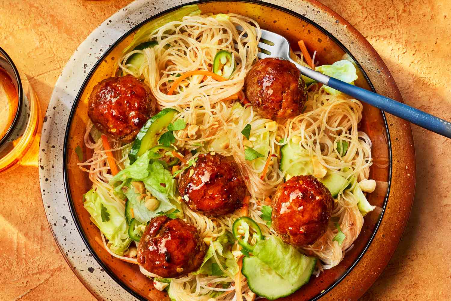 Hoisin-Serrano Meatballs and Rice Noodle Salad